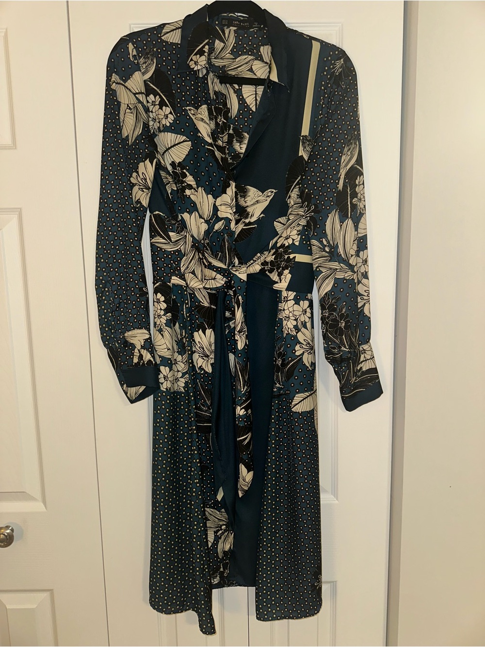 Zara Long Sleeve Midi Shirt Dress
